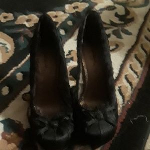 Black satin heels